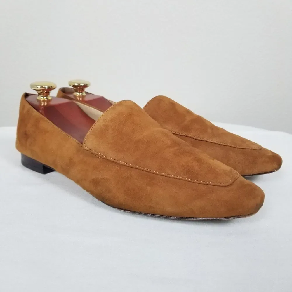 Reformation Brown Suede Quiet Luxury Minimalist Academia Bonnie Loafers Size 10 - Picture 4 of 12